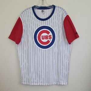 Chicago Cubs New Era Red, White & Blue Stripes Short Sleeve Shirt Mens XL